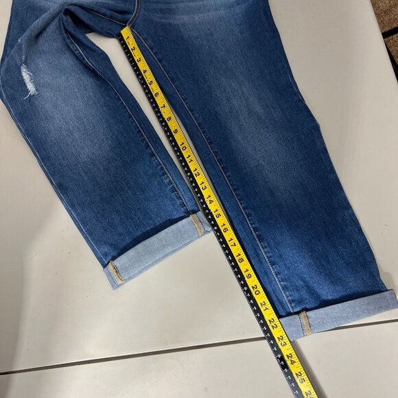 Grace In LA Easy Fit Jeans Womens 31 Blue Stretch Denim Distressed Cropped Capri - Picture 13 of 16